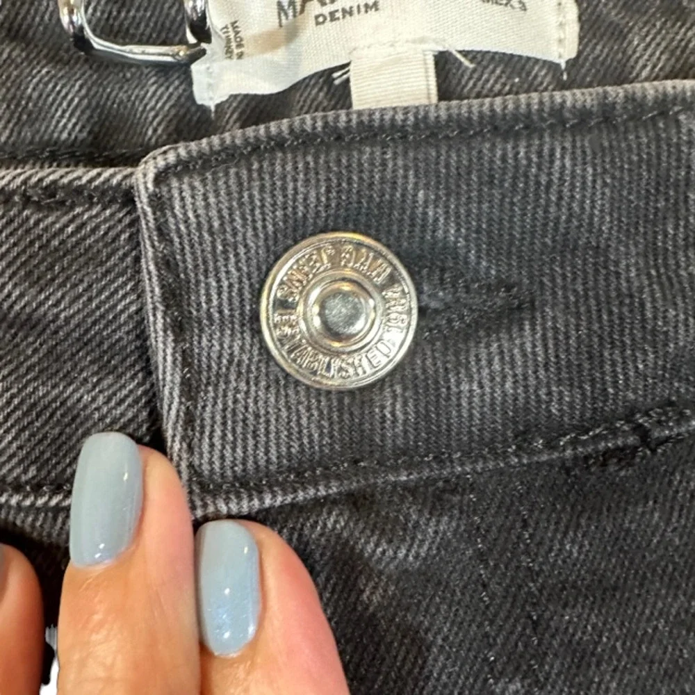 MNG by Mango Black Cotton Blend Jandri Straight Leg Denim Jeans Women Sz 4